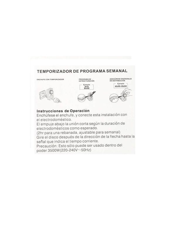 Temporizador Programable Semanal Interior Instrucción