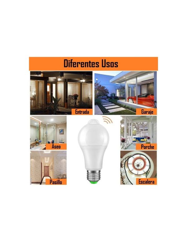 Bombilla Sensor A70 10W Luz fría Ejemplo Sitios