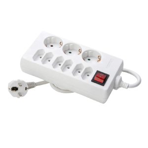 Regleta Base 9 Tomas Blanco con Interruptor 5 Metros Longitud Cable