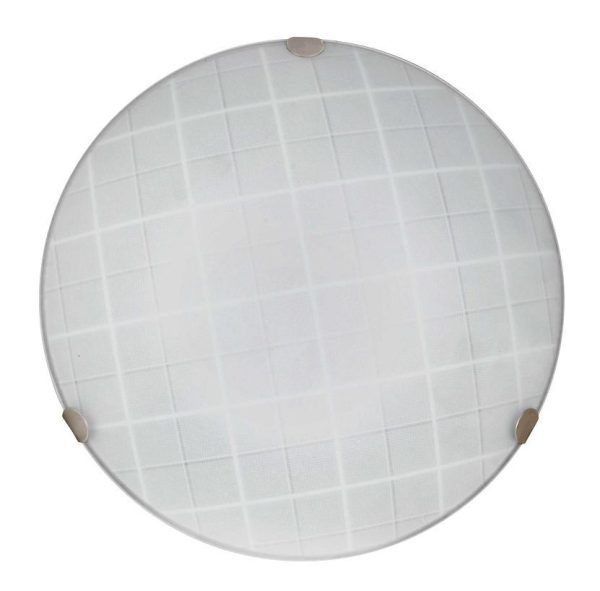 Plafón 3476-250 Redondo Cristal Con Diseño Cuadriculado