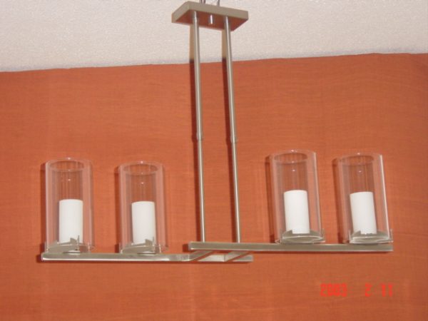 Lámpara Colgante 029-4 Rectangular Blanco Cristal Bombilla G9
