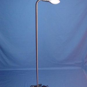 Lámpara de Pie 0027 Redonda Blanca Cristal Acabado Inox Bombilla G4