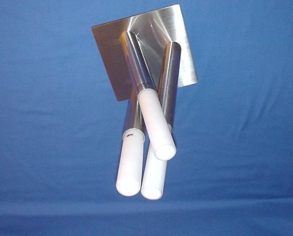 Plafón 2611 Cuadrado Blanco Cristal Acabado Inox Bombilla G9