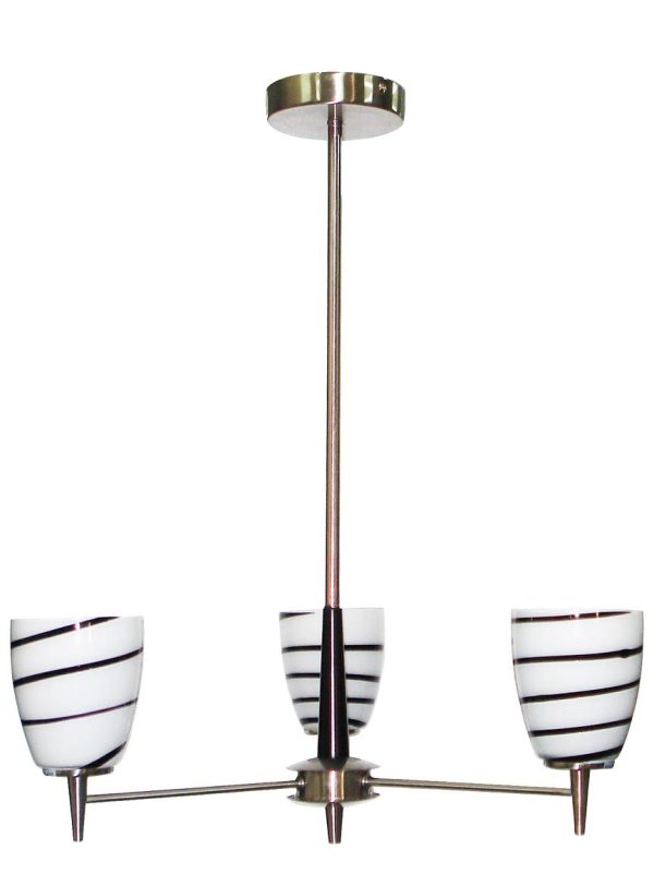 Lámpara Colgante 5214D-3 Redondo Blanco con Negro