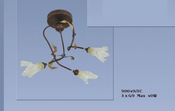 Plafón Techo 90049-3C Base Redonda Flor Cristal Blanco Bombilla G9