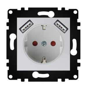 Enchufe Empotrable con USB PJ-19-W Parte Delantera