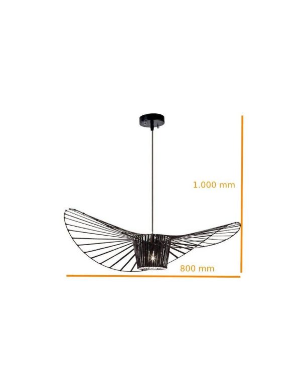 Lámpara Colgante Forma Sombrero Negra 800mm Medida