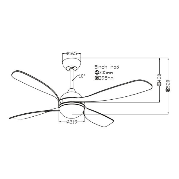 Ventilador 4 Palas Negro / LEDFAN-0101BK3CCT - Imagen 2