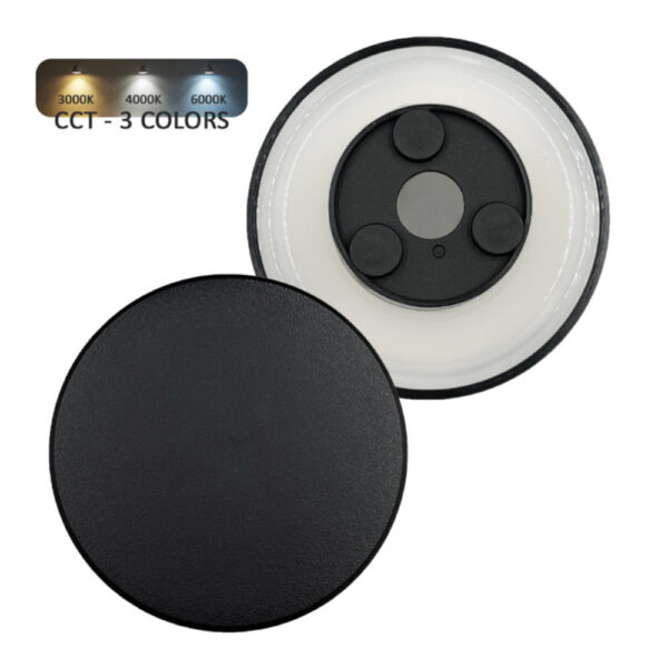 Aplique De Pared Circular Eclipsis 9W CCT Negro IP65 / CCT-M120-BK