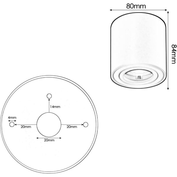 Aplique de Techo Cilindro Blanco / CL-8080R-WH - Imagen 3