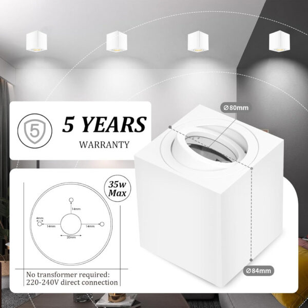 Aplique de Techo Cuadrado Blanco / CL-8080Q-WH - Imagen 3
