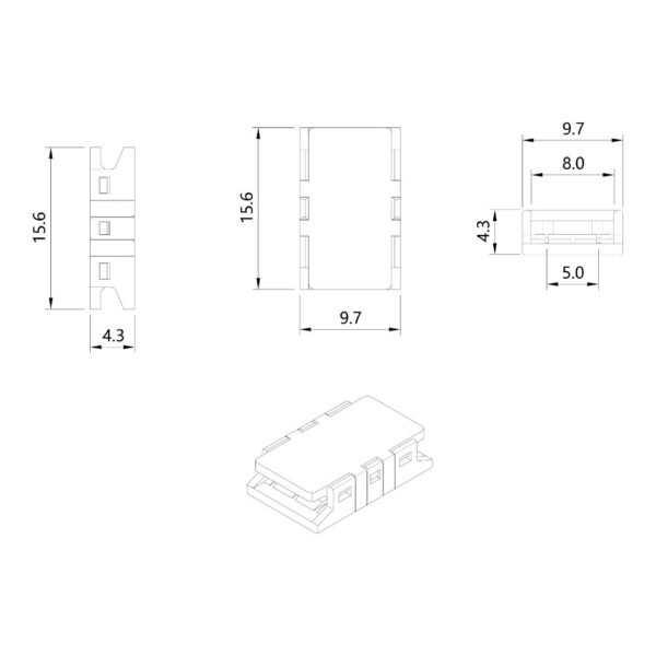Conector Tira Led Intermedio 2 Pines 8mm MN20-B8C-2P - Imagen 2