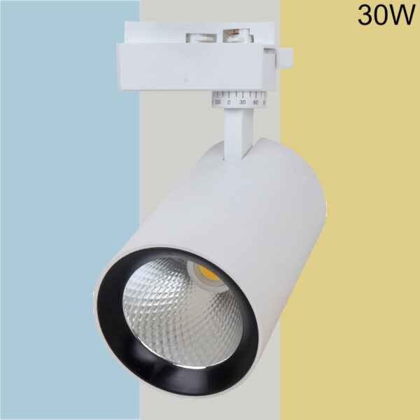 Foco Carril Monofásico 30W Blanco con 3 Colores de Luz 3K 4K 6K  CCT-M02-30W-WH