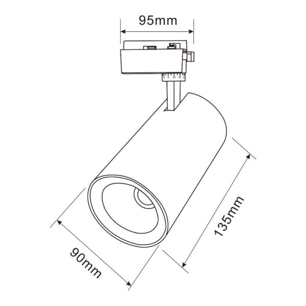 Foco Carril Monofásico 30W Blanco con 3 Colores de Luz 3K 4K 6K  CCT-M02-30W-WH - Imagen 2