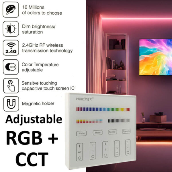Mando RF para Regulador LED RGB+CCT 4 Zonas MiBoxer B4 / CON-MB-B4 - Imagen 9