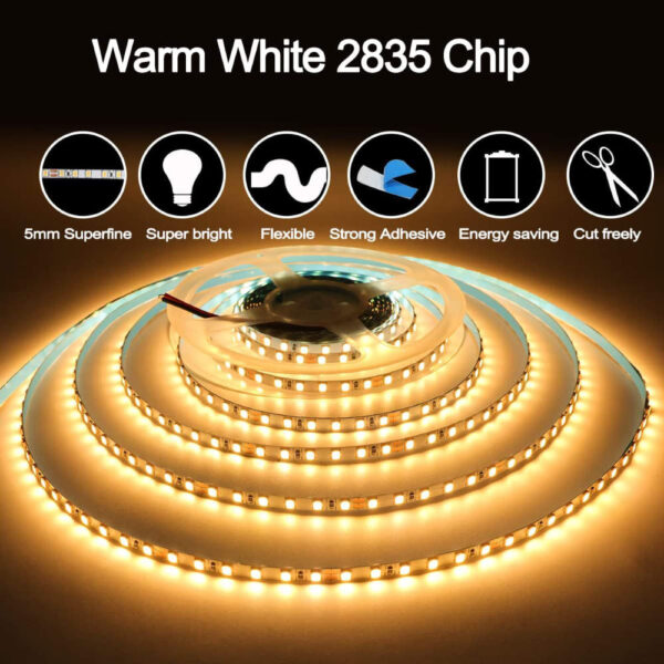 Tira de LED 5mm 3k 24V 100W 10m / TL5DC24-2835120-R10-3K - Imagen 3