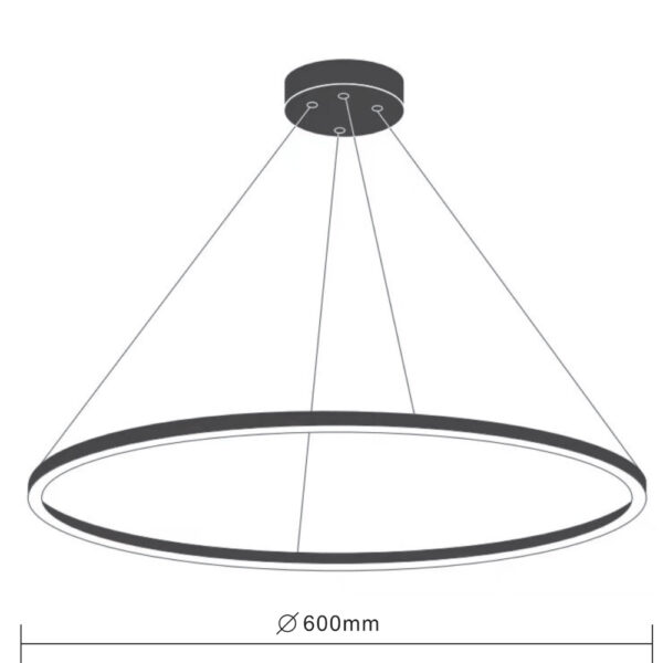 Lampara colgante Circular 48W 1 Anillo / CCT-KD600-WH - Imagen 2
