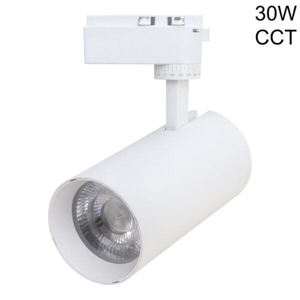 Foco Carril Monofásico 30W LED Blanco con 3 Colores de Luz 3K 4K 6K  CCT-M03-30W-WH