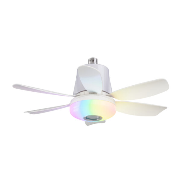 Bombilla-Ventilador-Altavoz Mini RGB+CCT E27 32W Techo / LF-M47-BTWH