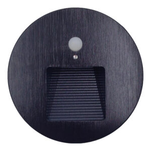 Aplique Escalera Con Sensor Redondo Negro 3W IP65 3K / WS90R2-BK3K