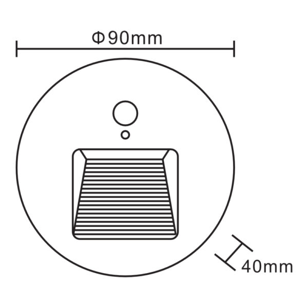 Aplique Escalera Con Sensor Redondo Negro 3W IP65 3K / WS90R2-BK3K - Imagen 2