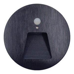 Aplique Escalera Con Sensor Redondo Negro 3W IP65 3K / WS90R3-BK3K