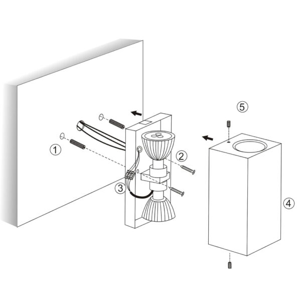 Aplique Exterior de Pared Negro Cuadrado / WAL-1580Q-BK - Imagen 7