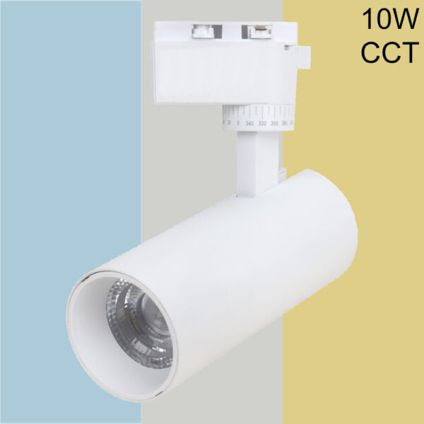 Foco Carril 10W Monofásico Blanco 3 Tonos  / CCT-M03-10W-WH