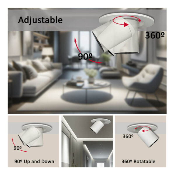 Spot Light Basculante y Extensible 6W Blanco / CCT-91266-WH - Imagen 12